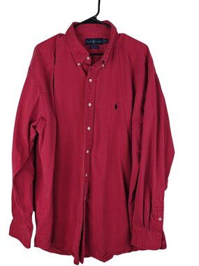 Ralph Lauren Men's Long Sleeve Red Button-Down Shirt XXL Blake 100% Cotton